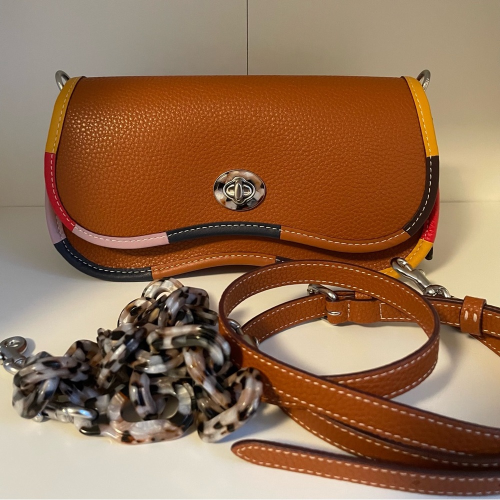 Coach Tan Leather Crossbody Bag with Adjustable Strap